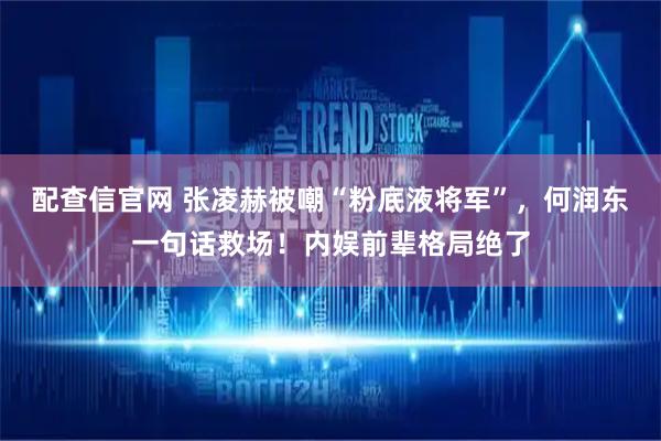 配查信官网 张凌赫被嘲“粉底液将军”，何润东一句话救场！内娱前辈格局绝了